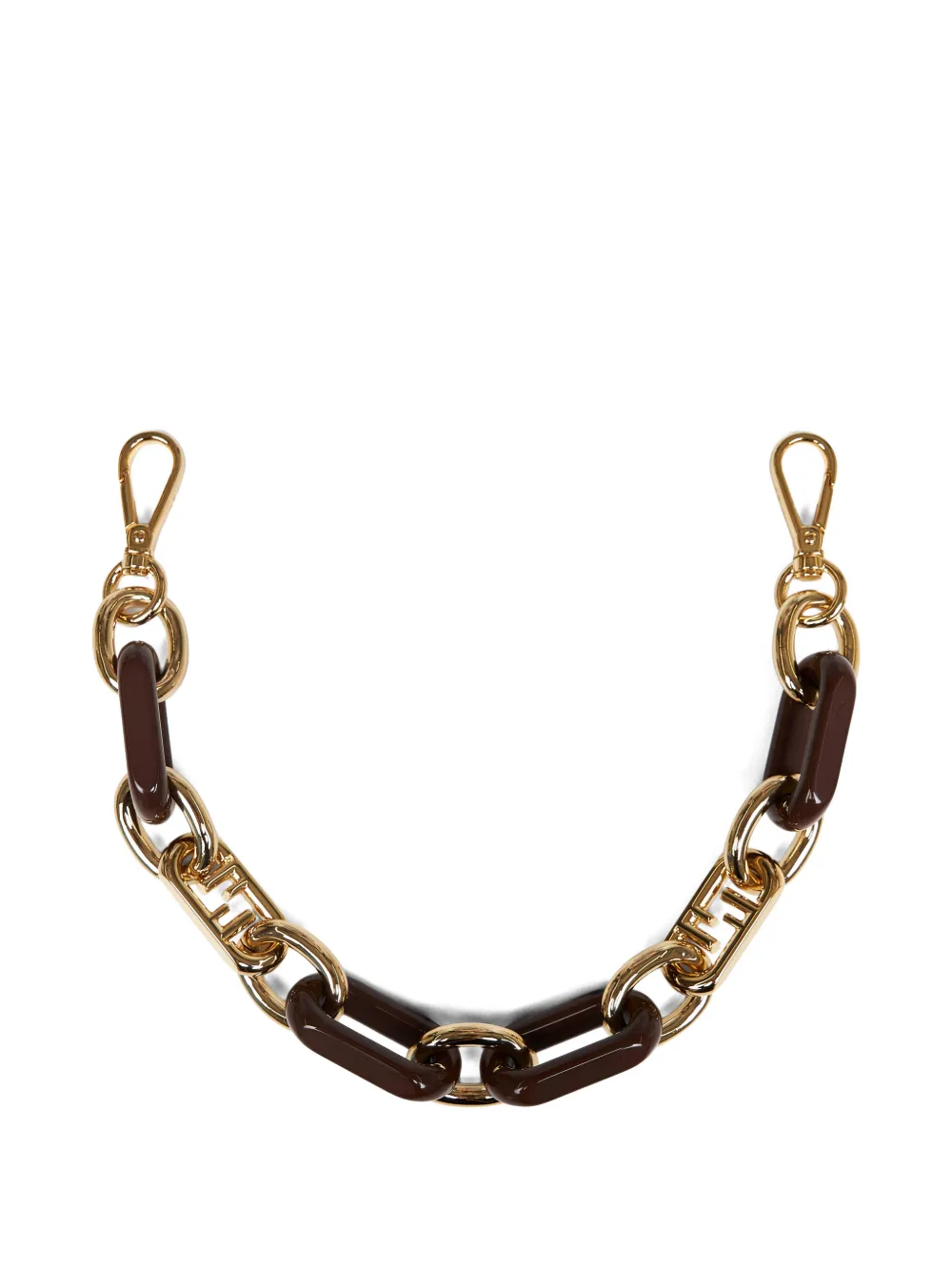 FENDI You logo-engraved chain strap - Marrone