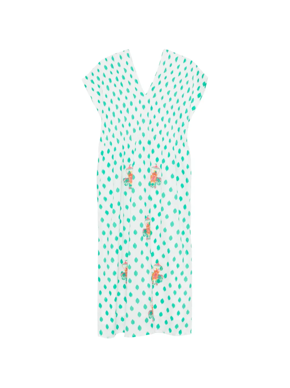 NIMO WITH LOVE embroidered polka-dot midi dress - Bianco