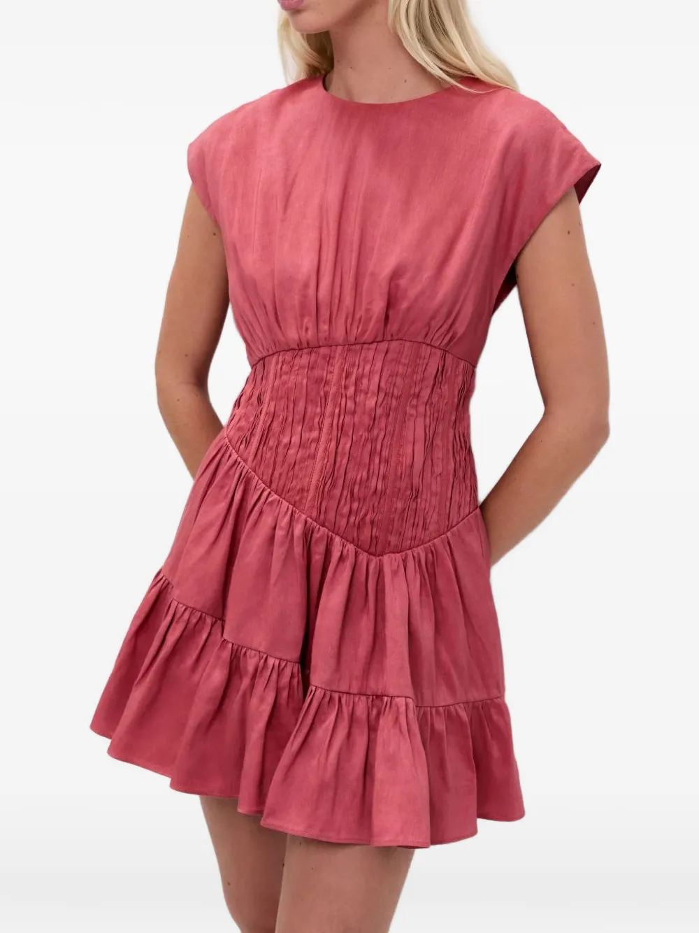 Aje Ecliptica gathered tiered dress - Rosa