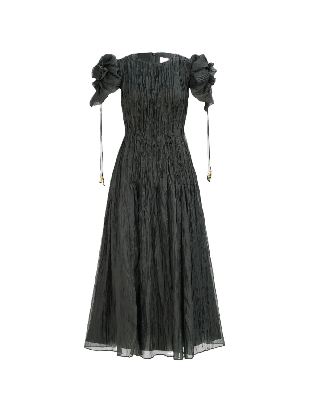 Aje Angeli pintuck puff sleeve midi dress - Verde