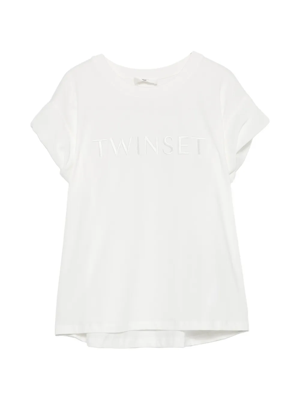 TWINSET logo-embroidered cap-sleeve T-shirt - Bianco