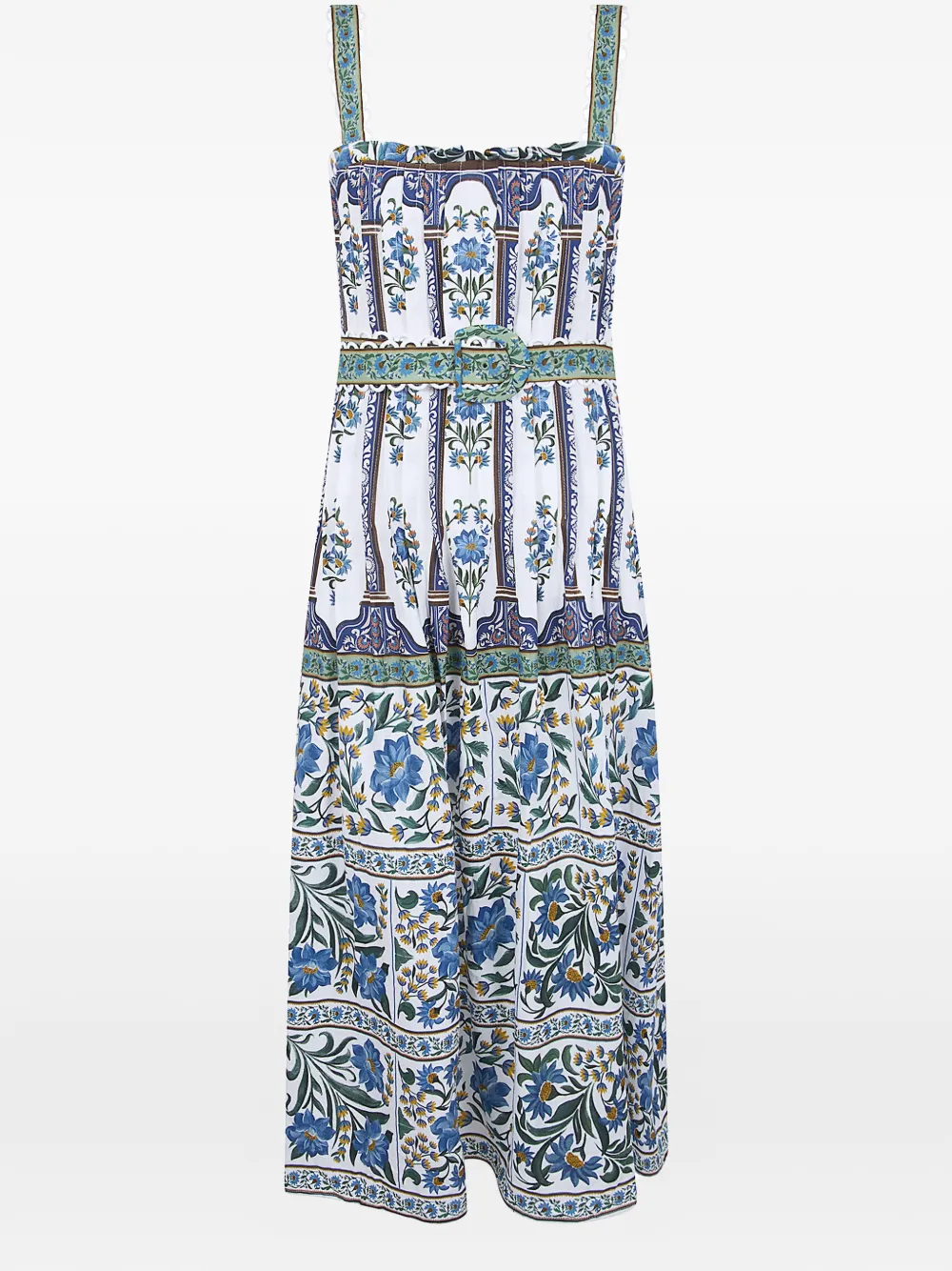 FARM Rio floral belted midi dress - Bianco