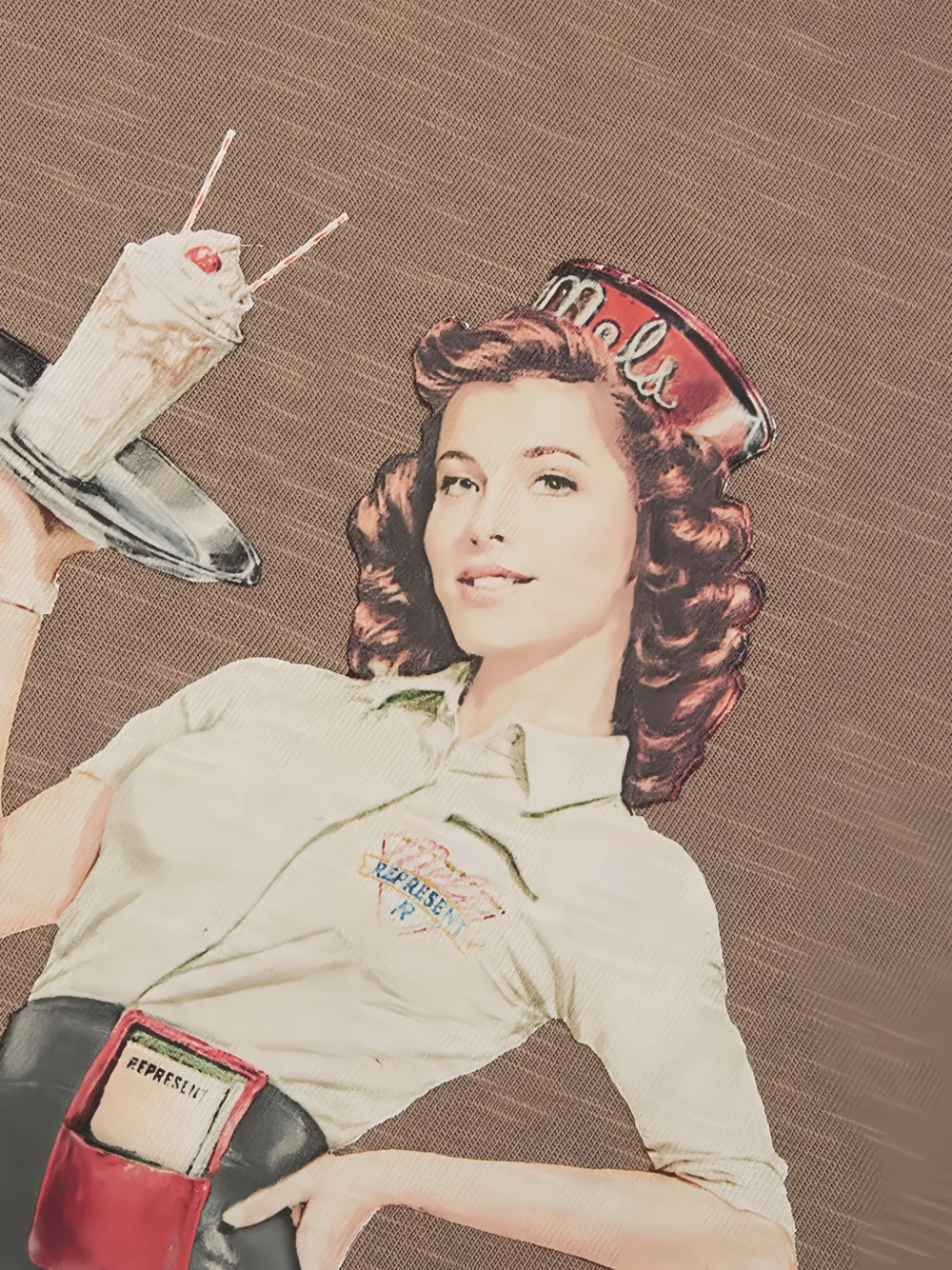 Represent x Mel's Diner T-shirt met grafische print en zak Bruin