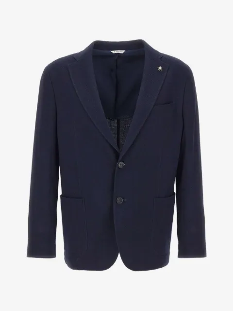Manuel Ritz logo-pin patch-pocket blazer