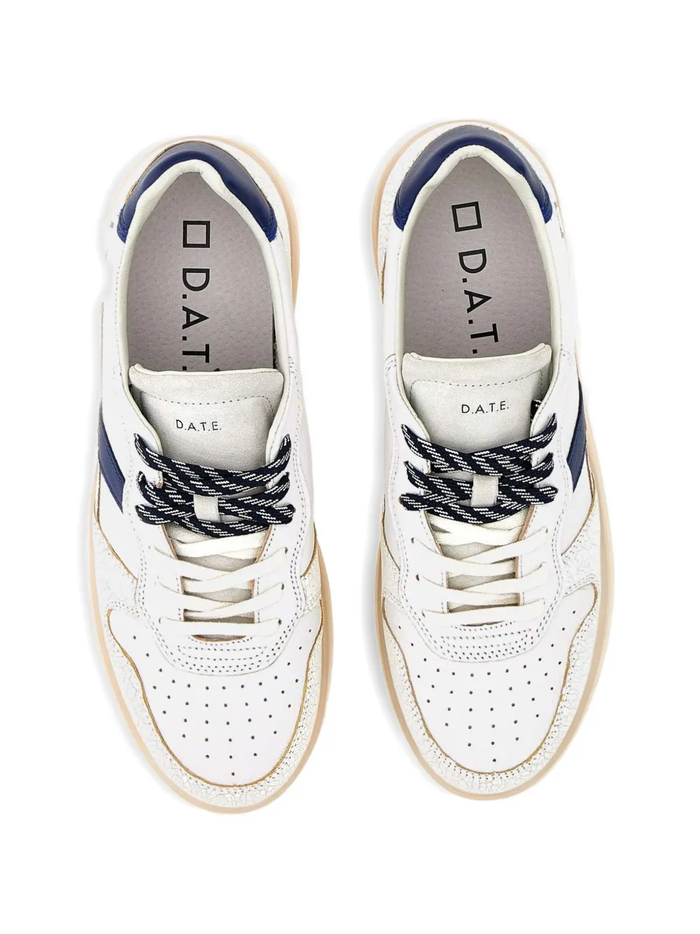 D.A.T.E. Court 2.0 leren sneakers met gebarsten effect Beige