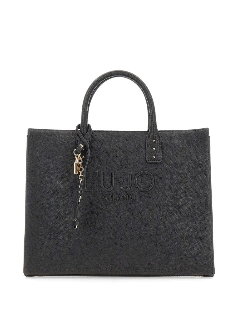 LIU JO embossed logo charm tote bag - Schwarz