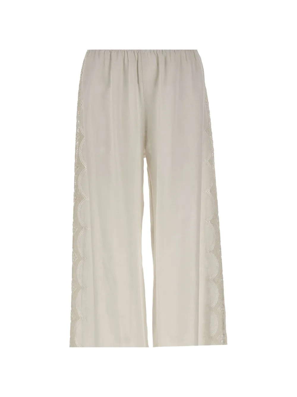 MAURIZIO MYKONOS lace embroidered trousers - Toni neutri