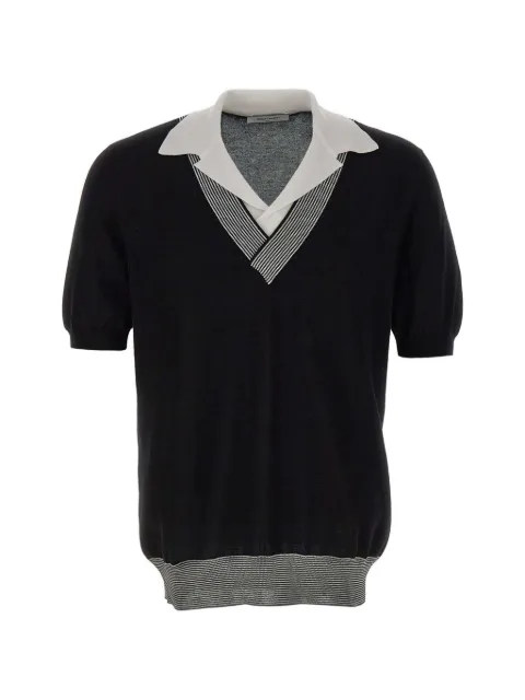 Gran Sasso t-shirt à col v et bords rayés