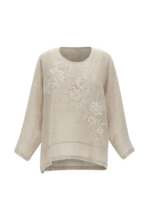 MAURIZIO MYKONOS lace-trim Embroidered Top | Black | FARFETCH ZA