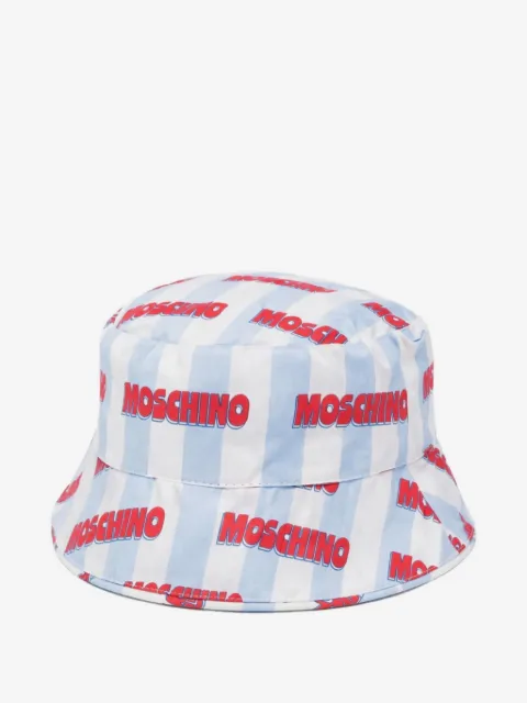 Moschino Kids Gestreifter Fischerhut mit Logo-Print