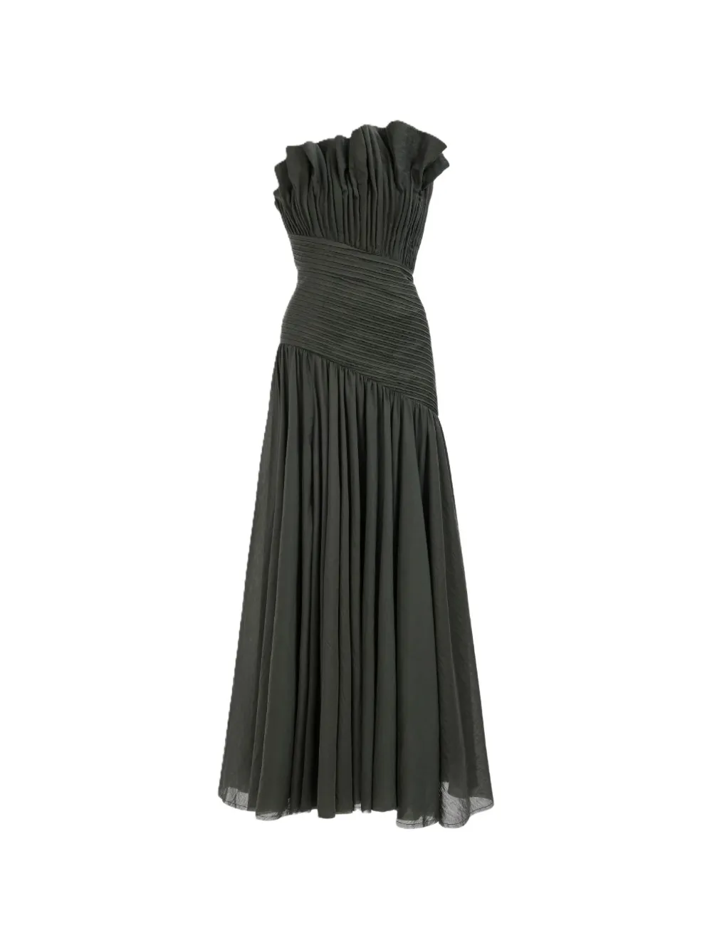 Aje Aquiline strapless fanned gown - Grigio