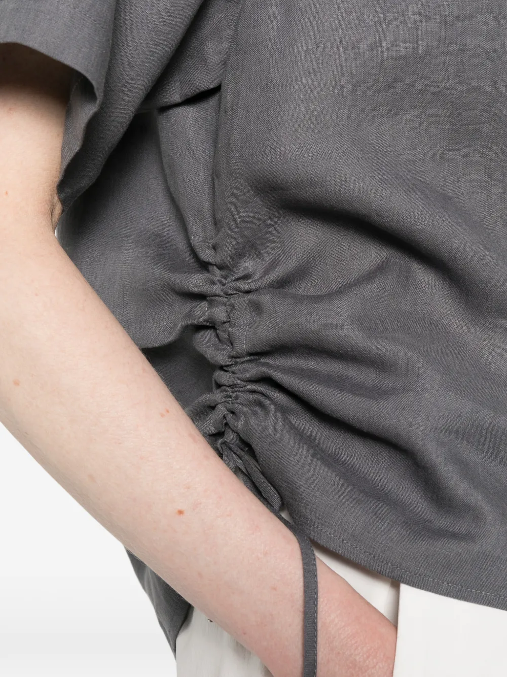 Peserico Blouse met korte mouwen en trekkoord Grijs