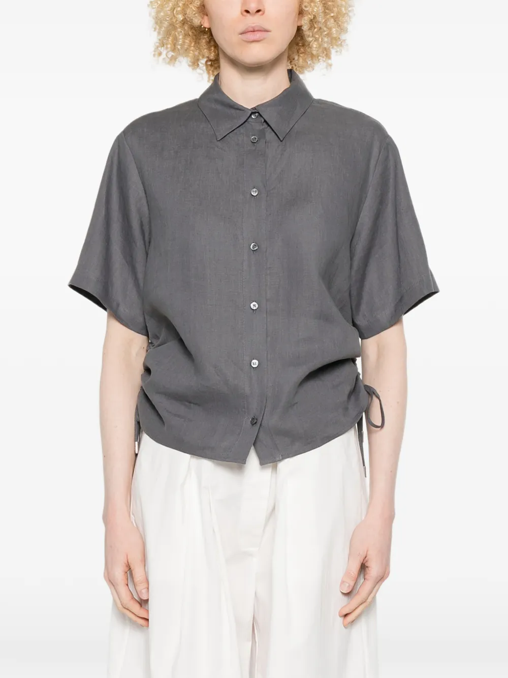 Peserico Blouse met korte mouwen en trekkoord Grijs