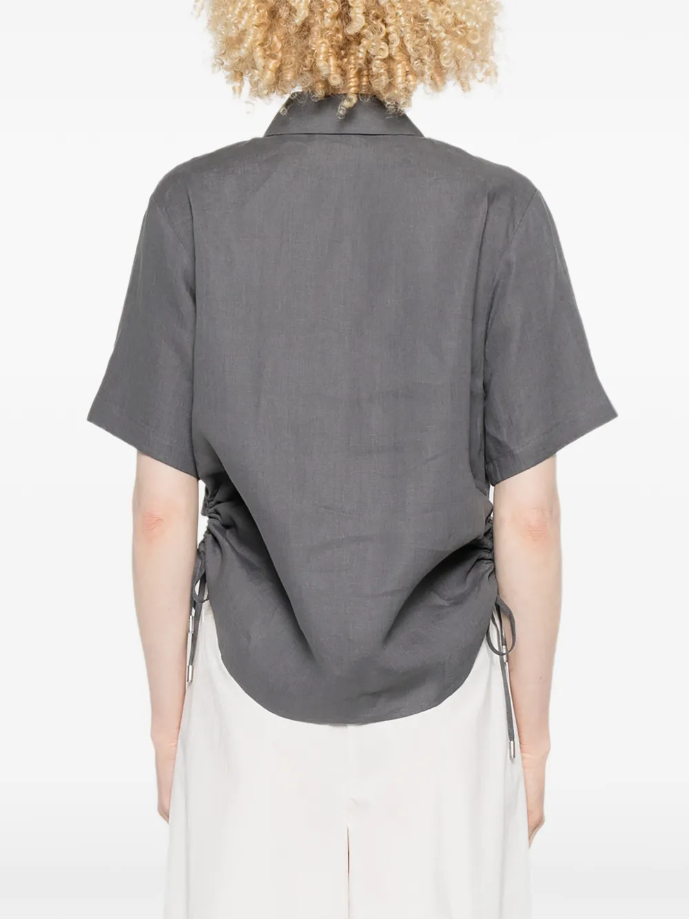 Peserico Blouse met korte mouwen en trekkoord Grijs