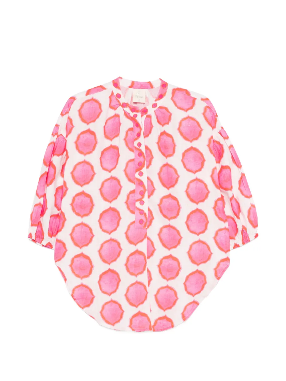 NIMO WITH LOVE geometric-print band-collar blouse - Rosa