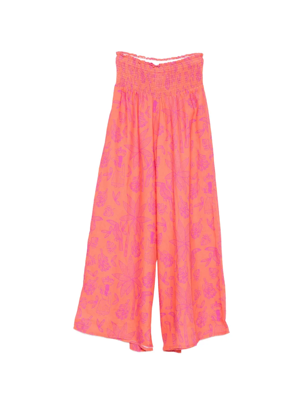 NIMO WITH LOVE floral-print smocked palazzo pants - Orange