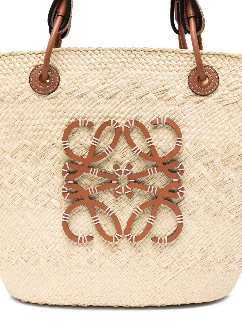 LOEWE Medium Anagram Basket raffia shopper Beige