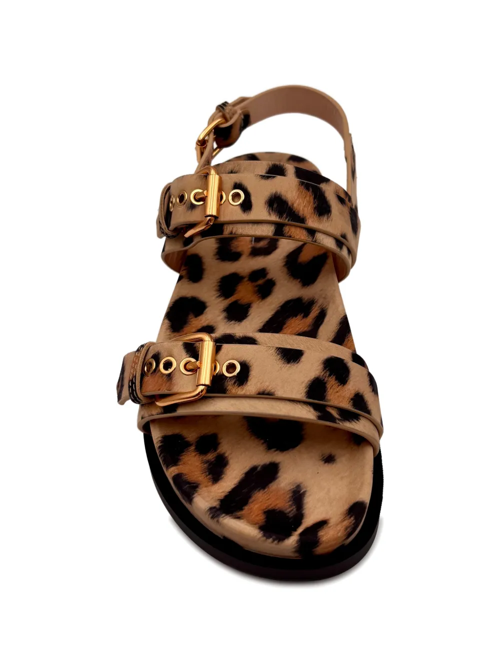 AGL Cristina leopard-print buckle-strap sandals Beige