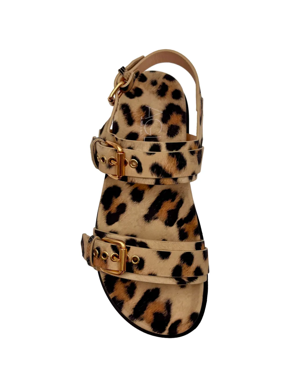 AGL Cristina leopard-print buckle-strap sandals Beige