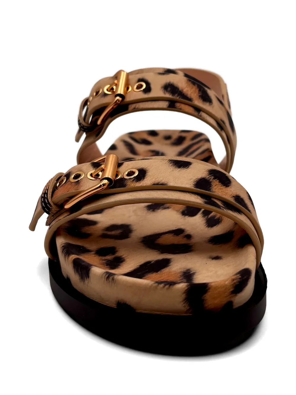 AGL Cristina leopard-print buckle-strap sandals Beige