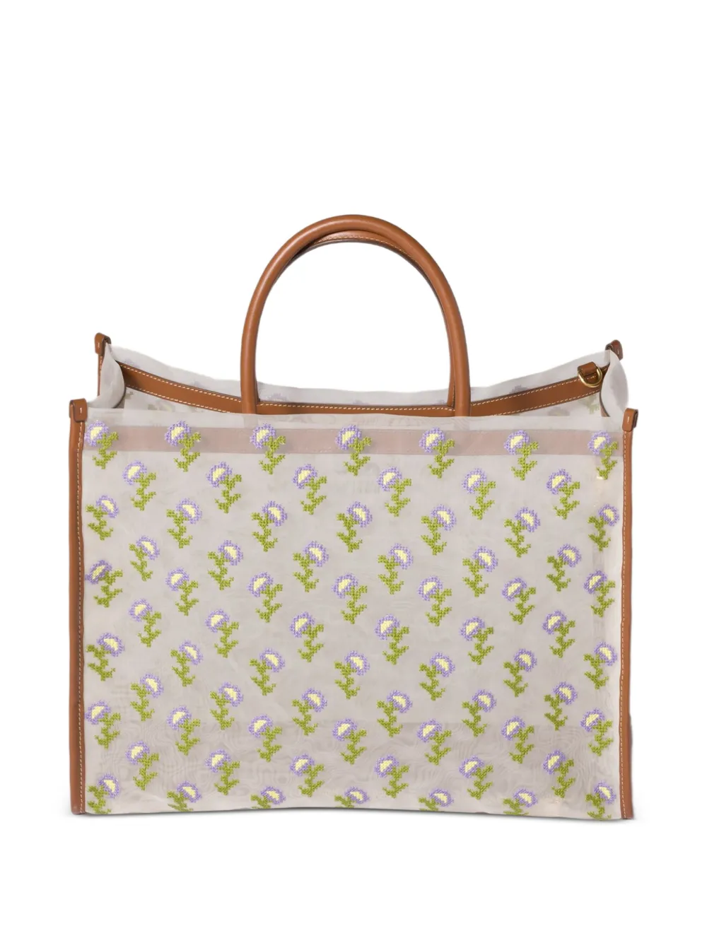 Miu Shopper met geborduurd mesh Wit