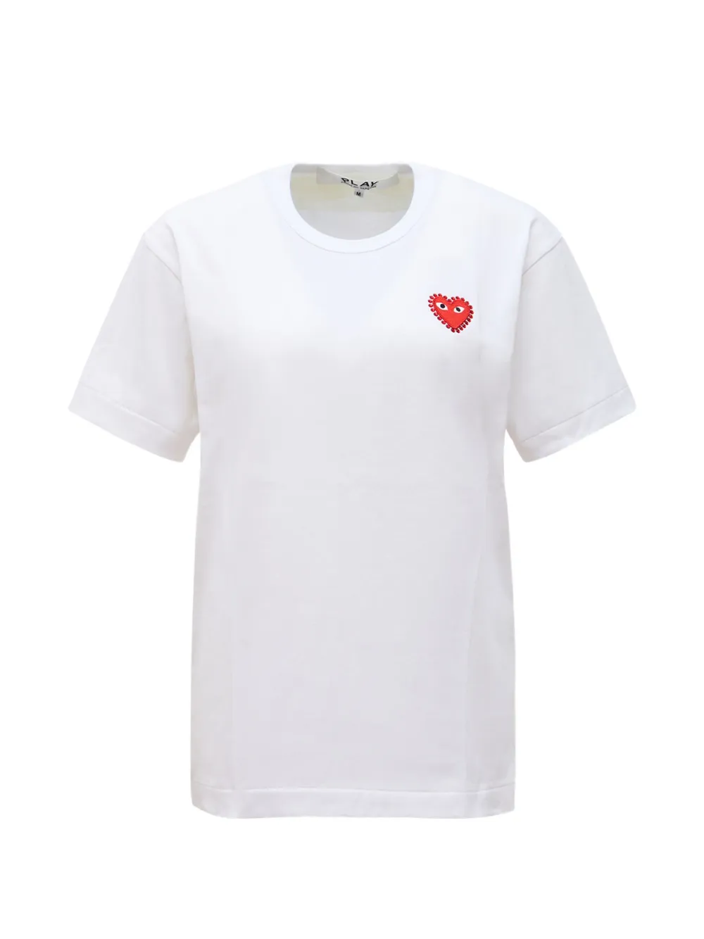 Comme Des Garçons Play beaded heart-patch cotton T-shirt - Bianco