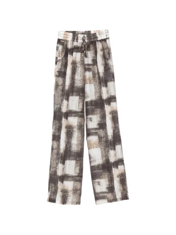 Kiton Abstract-print Trousers in Brown