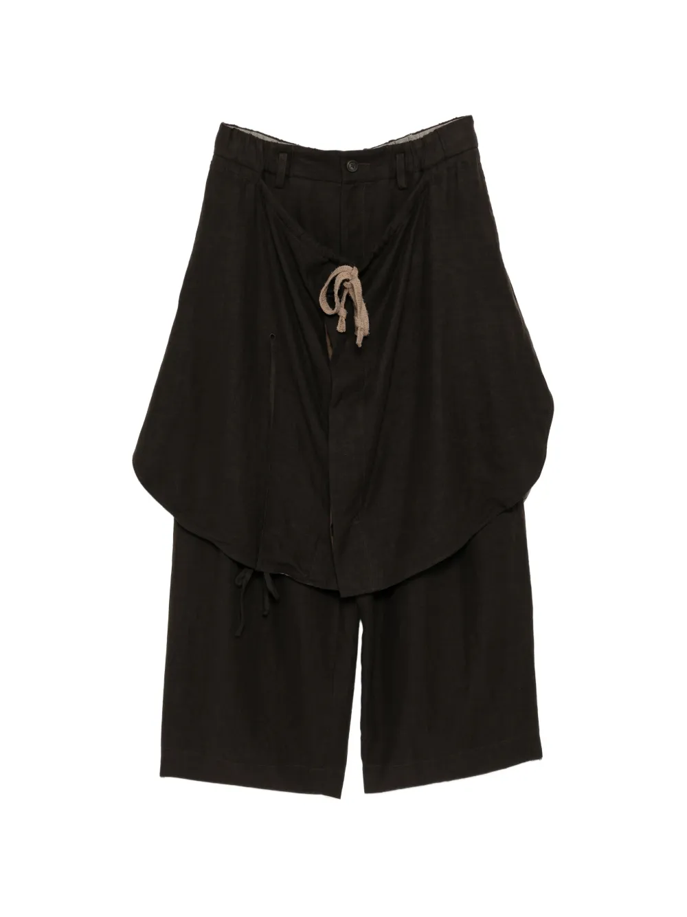 Ziggy Chen layered drawstring-fastening trousers - Marrone