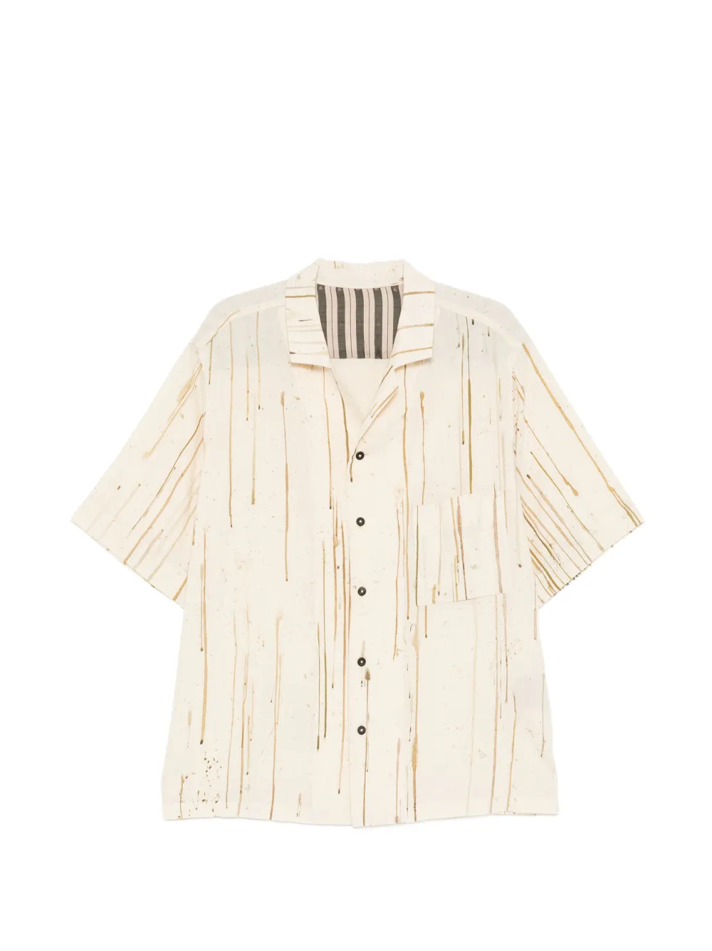 Ziggy Chen paint-drip camp-collar shirt - Neutrals