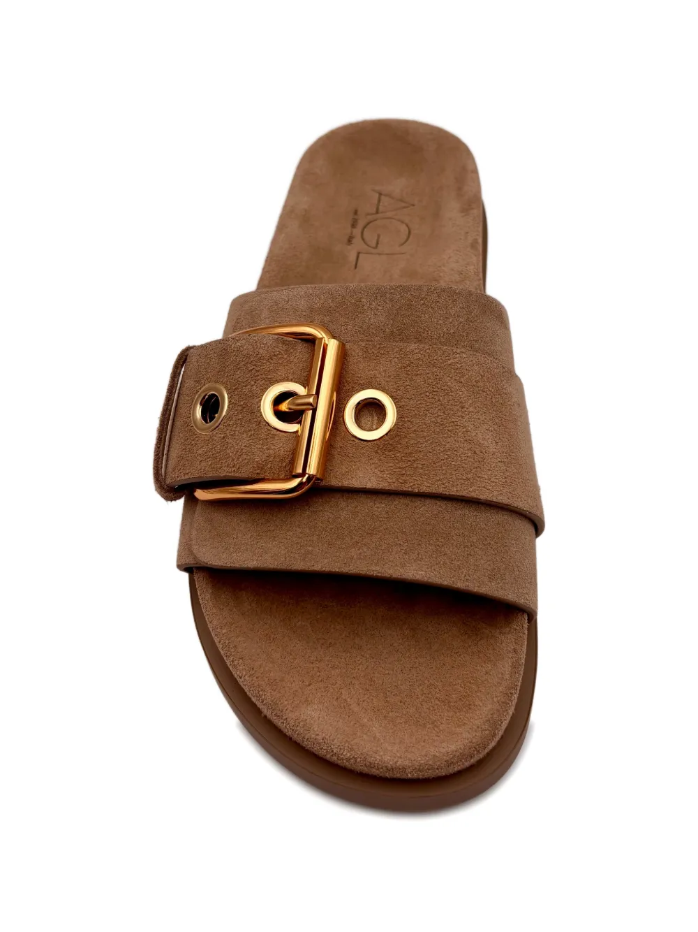 AGL Cristina buckle-fastening suede slides Beige