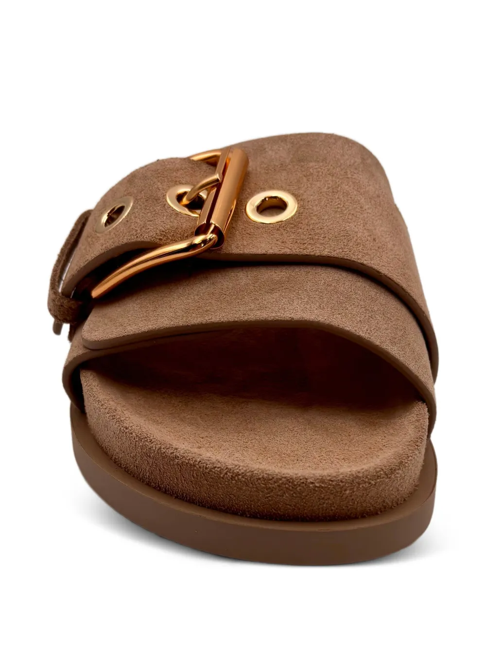 AGL Cristina buckle-fastening suede slides Beige