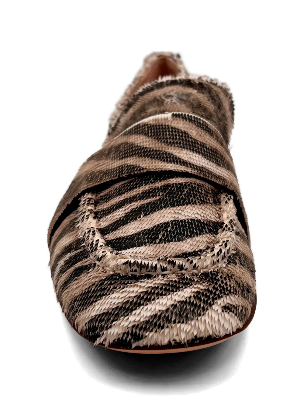AGL Marienne zebra-print textured loafers Beige