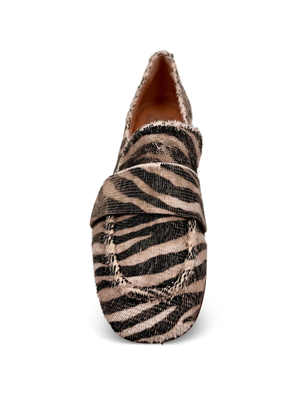 AGL Marienne zebra-print textured loafers Beige