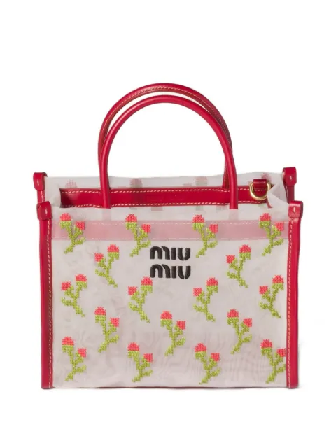 Miu Miu embroidered mesh top-handle bag