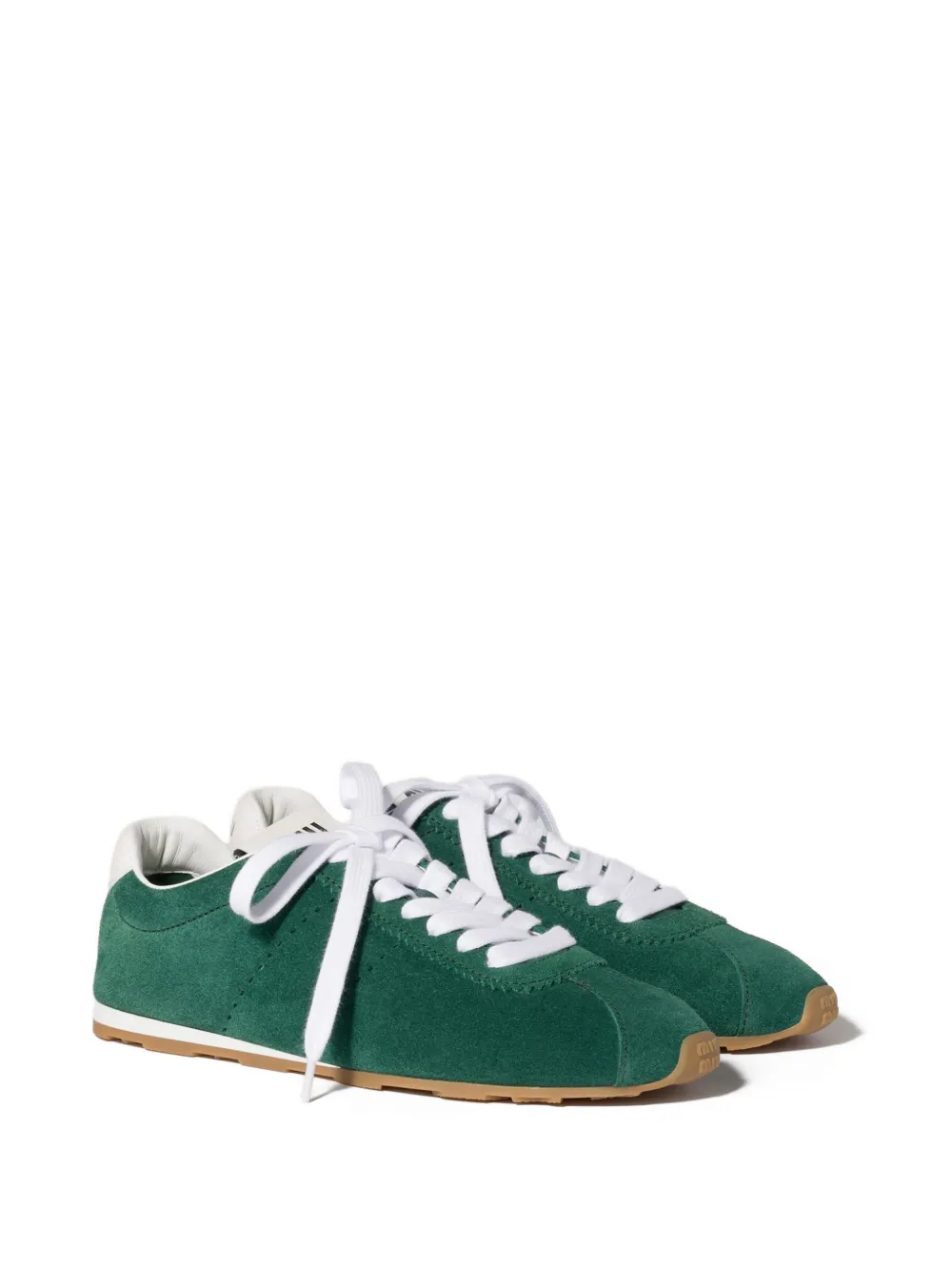 Miu Plume suède sneakers Groen