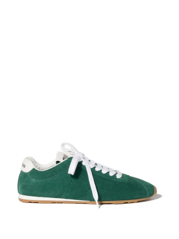 Miu Miu Plume Suede Sneakers in Green