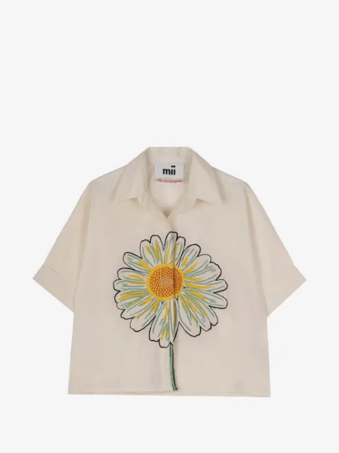 mii Alba floral-embroidered short-sleeve shirt