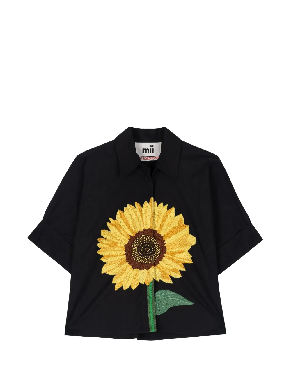 mii Alba sunflower-embroidered shirt - Black