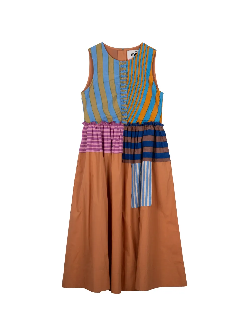 mii Ilana striped ruffled midi dress - Orange