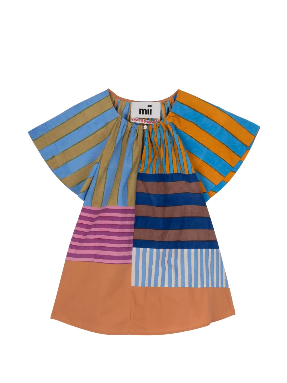 mii Hera patchwork striped blouse - Arancione