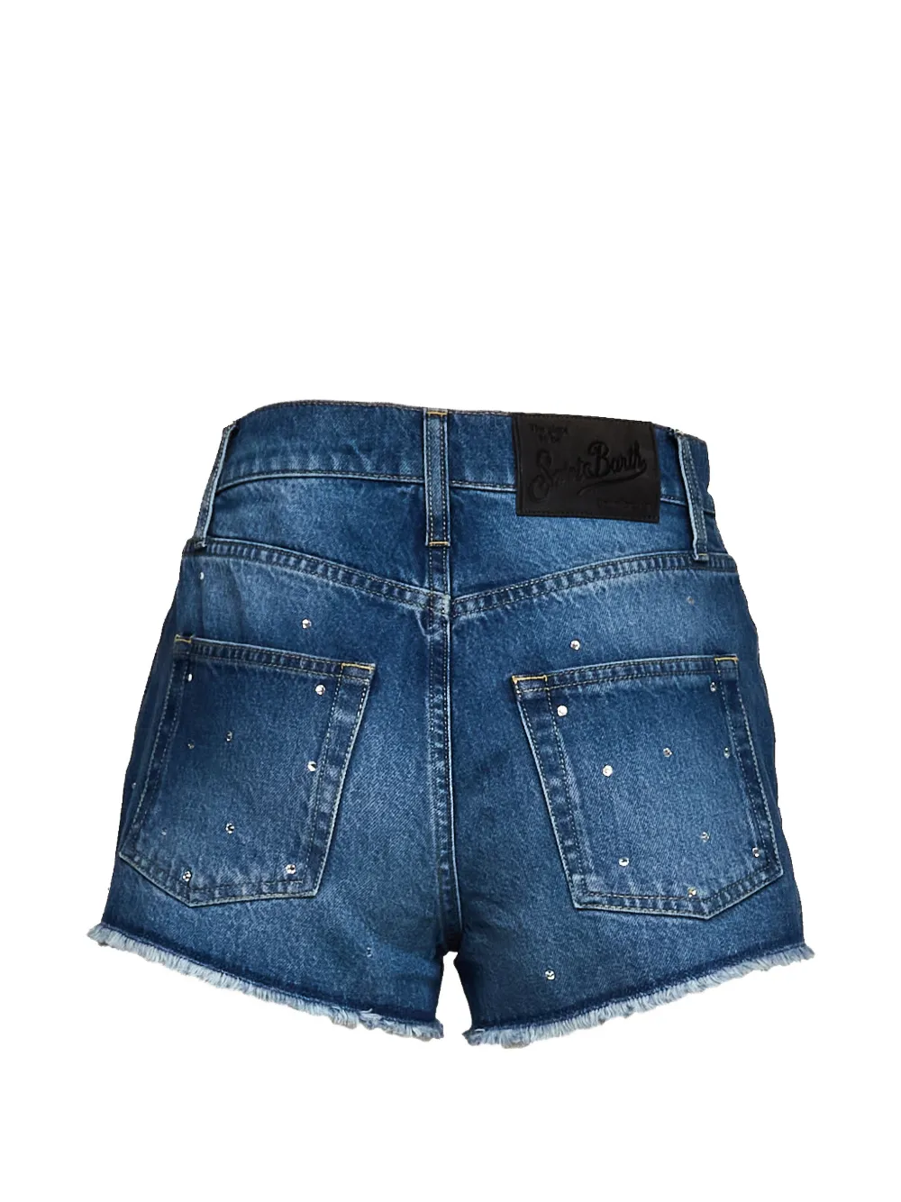  Mc2 Saint Barth Pantalones Vaqueros Cortos Musa Con Apliques De Strass - Azul 