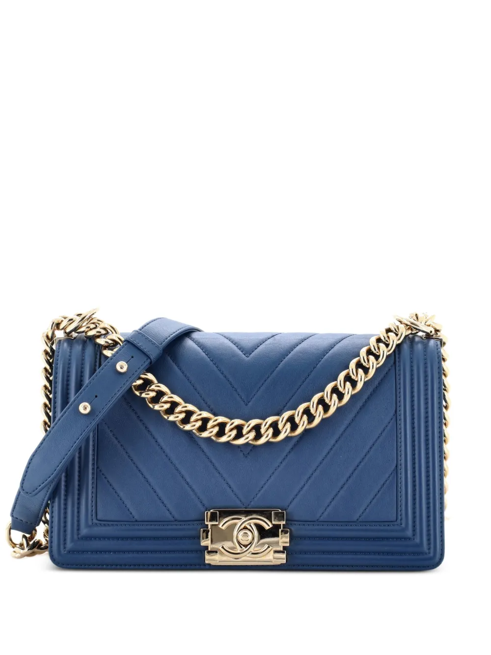 CHANEL Pre-Owned Boy Flap Bag Chevron Lambskin Old Medium shoulder bag - Blu