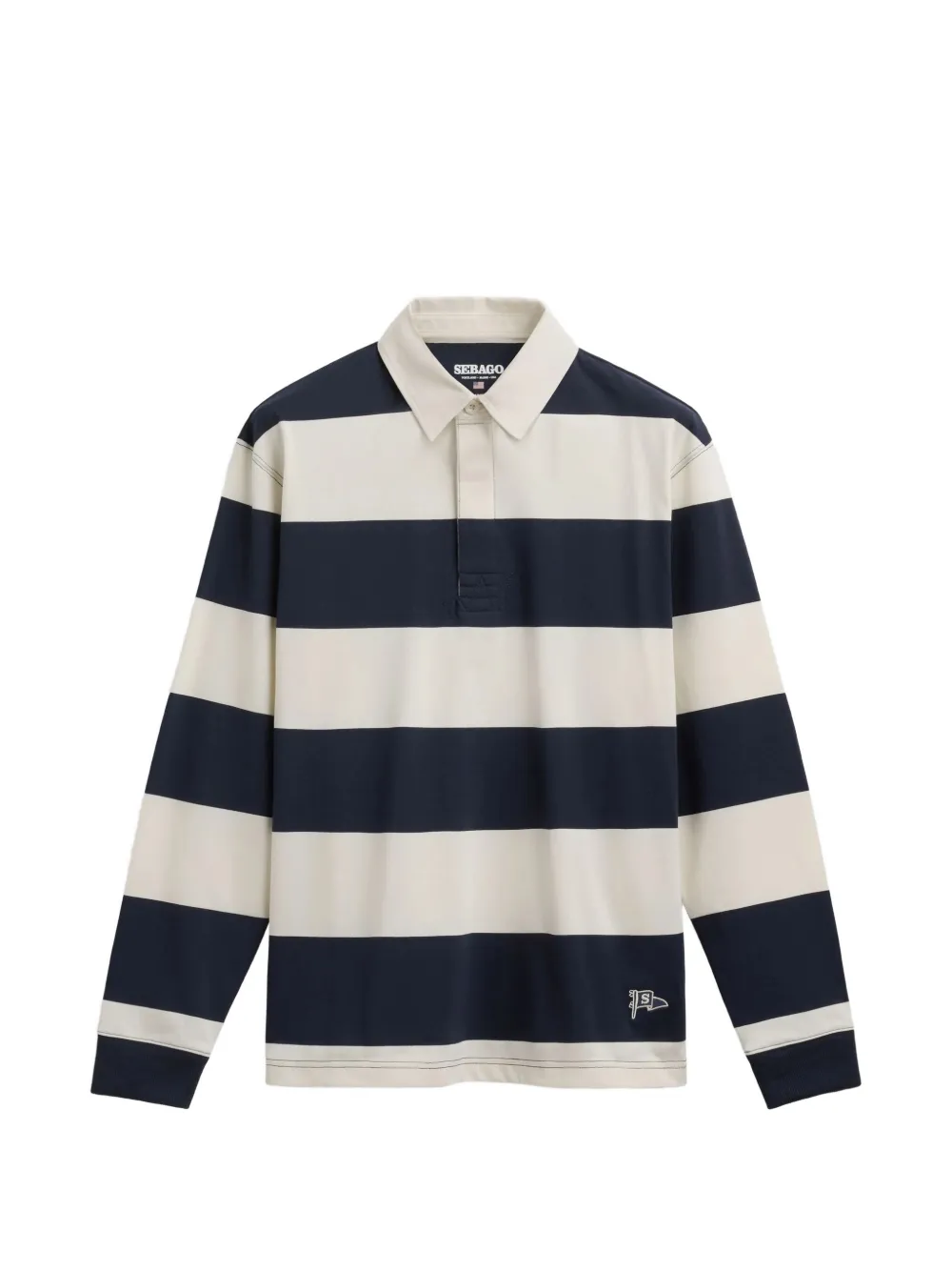 Sebago Campbell striped long-sleeve polo shirt - Blu