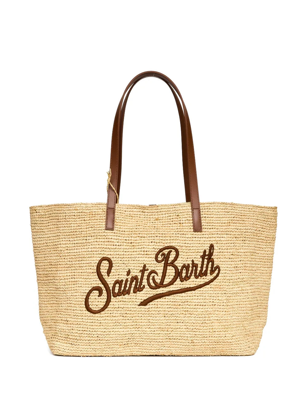 MC2 Saint Barth City raffia shopper met geborduurd logo Beige