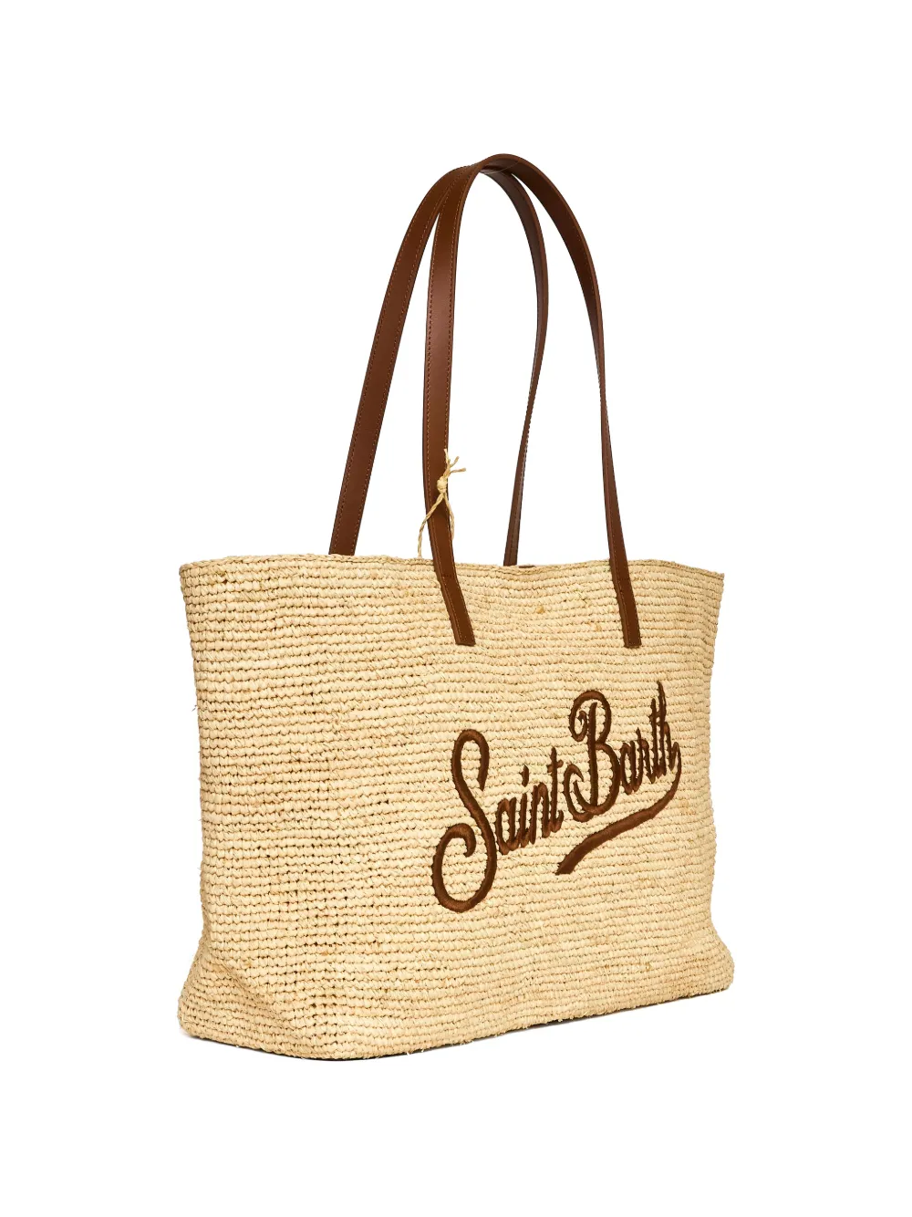 MC2 Saint Barth City raffia shopper met geborduurd logo Beige