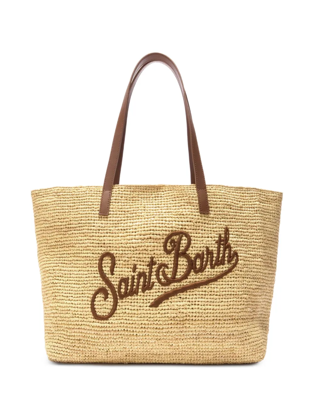 MC2 Saint Barth City logo-embroidered raffia tote bag