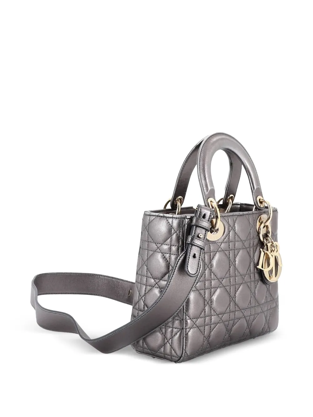 Dior Pre-owned My Abcdior Lady Dior Bag Metallic Cannage Quilt Leather Shoulder Bag, view 3