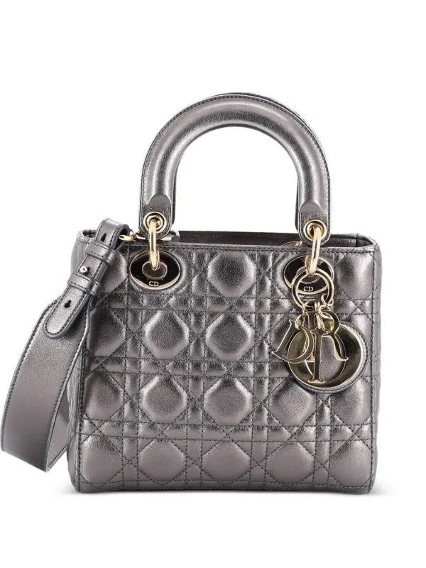 Dior Pre-owned My Abcdior Lady Dior Bag Metallic Cannage Quilt Leather Shoulder Bag
