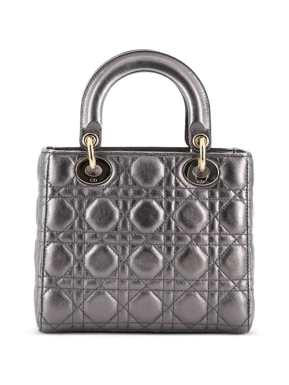 Dior Pre-owned My Abcdior Lady Dior Bag Metallic Cannage Quilt Leather Shoulder Bag, view 2