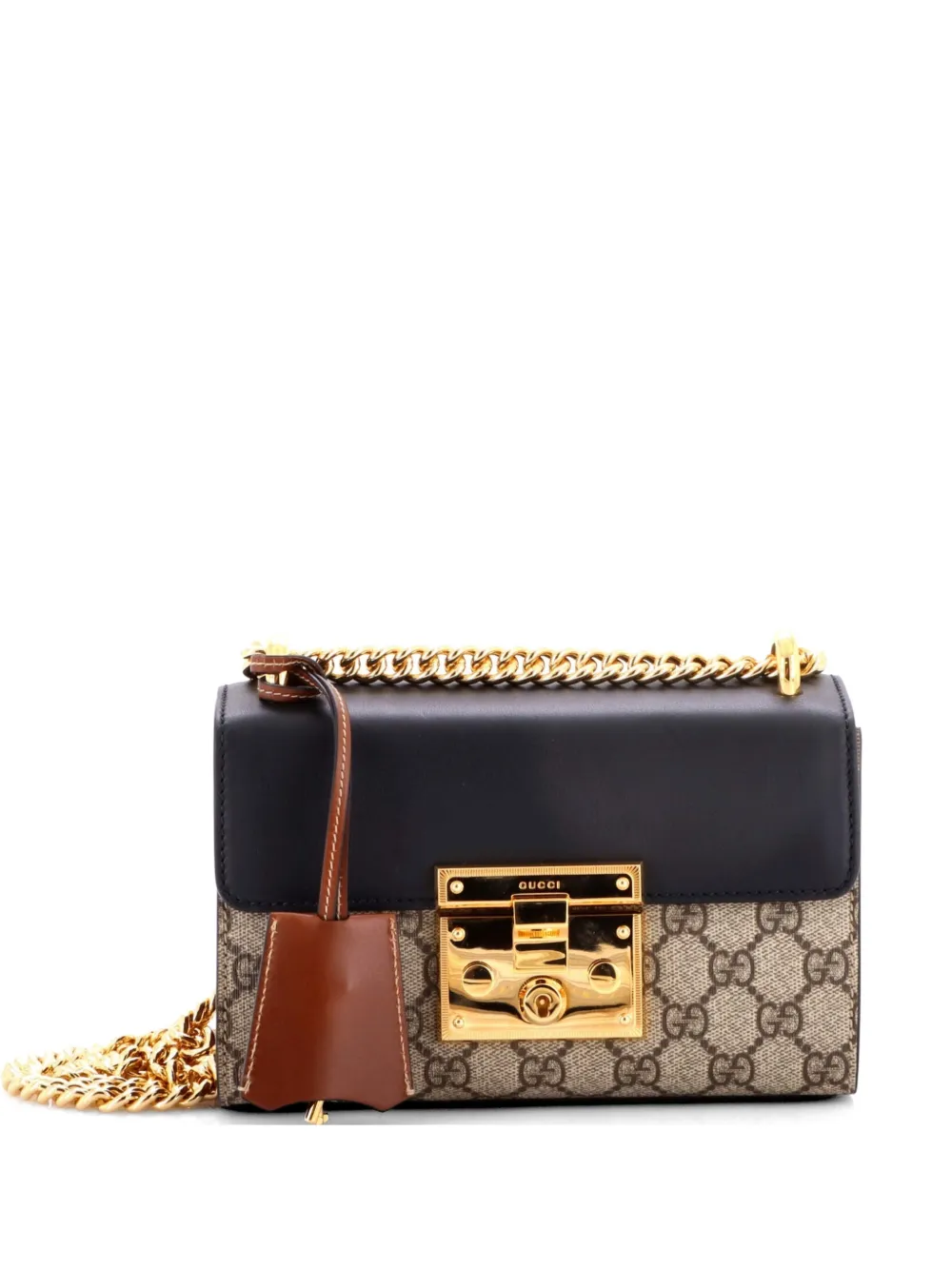 Gucci Pre-Owned Padlock Shoulder Bag GG Coated Canvas and Leather Small crossbody bag - Nero